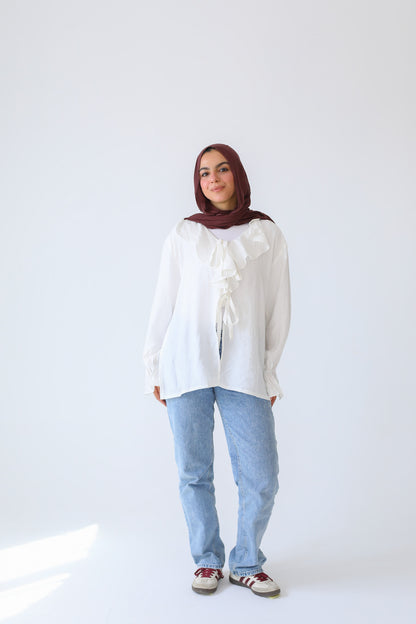 SOFT RUFFLE BLOUSE white