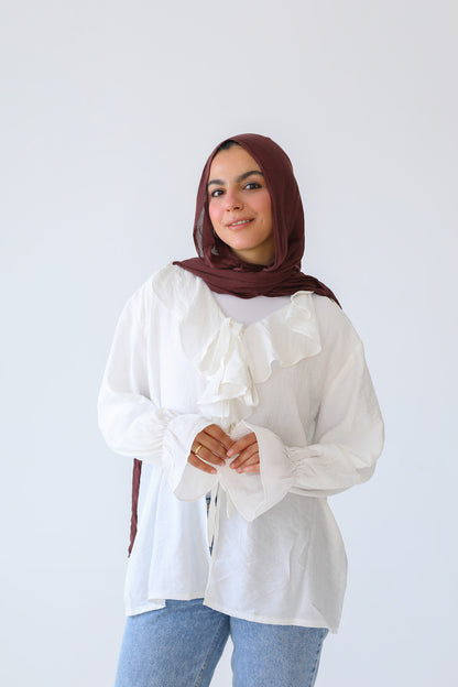 SOFT RUFFLE BLOUSE white