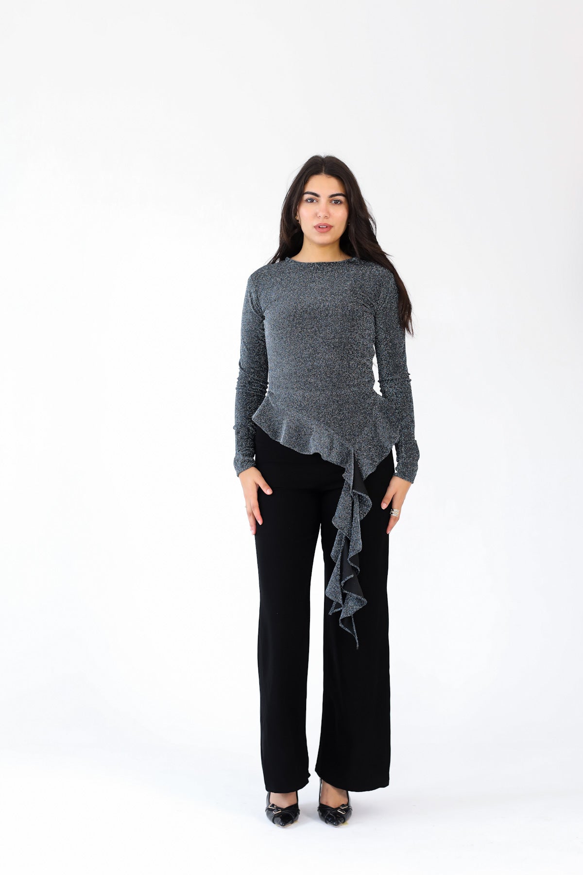 MIDNIGHT RUFFLE TOP