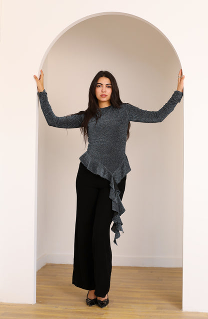 MIDNIGHT RUFFLE TOP