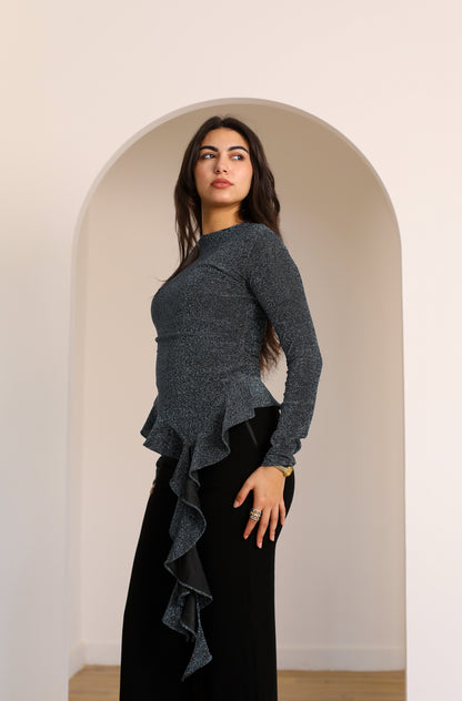 MIDNIGHT RUFFLE TOP