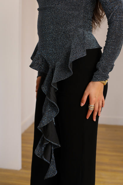 MIDNIGHT RUFFLE TOP
