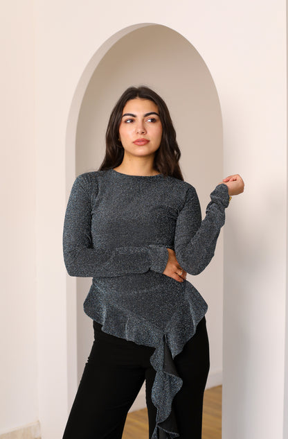 MIDNIGHT RUFFLE TOP