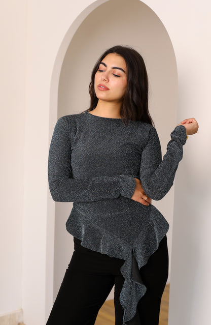 MIDNIGHT RUFFLE TOP
