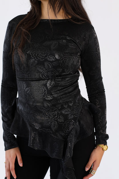 MIDNIGHT RUFFLE TOP black