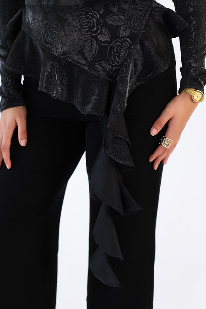 MIDNIGHT RUFFLE TOP black