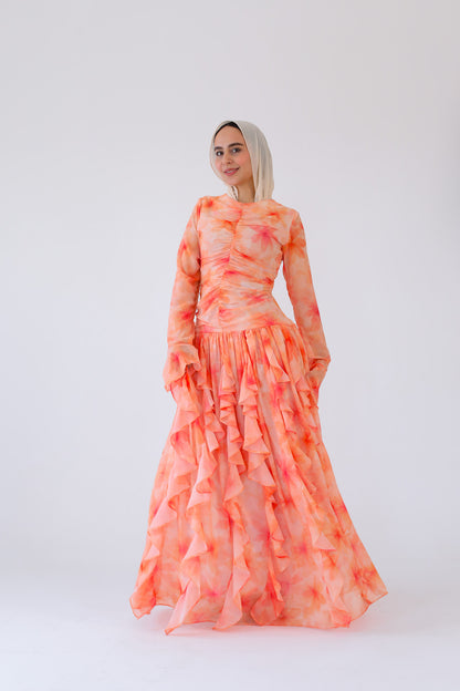COLORFUL RUFFLES DRESS