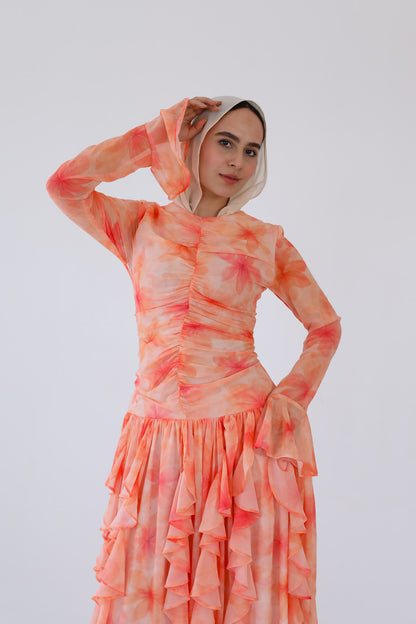 COLORFUL RUFFLES DRESS