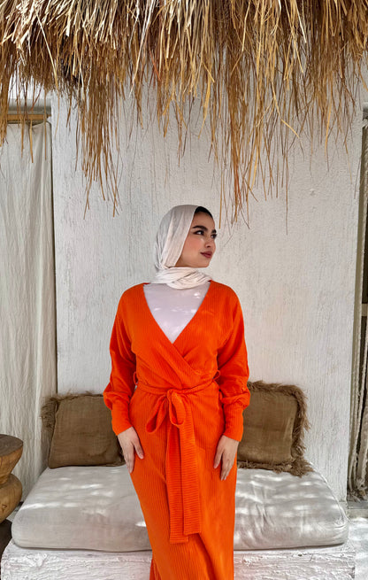 GREEN & ORANGE RIPPED DRESS