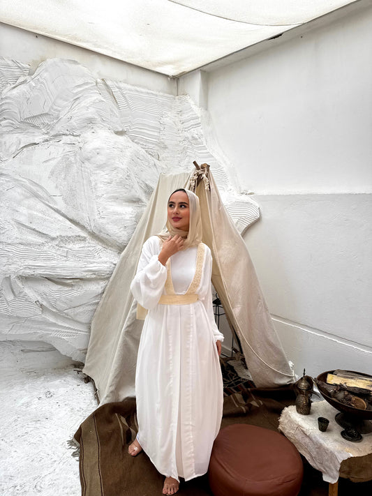WHITE WITH GOLD SLIM KOFTAN