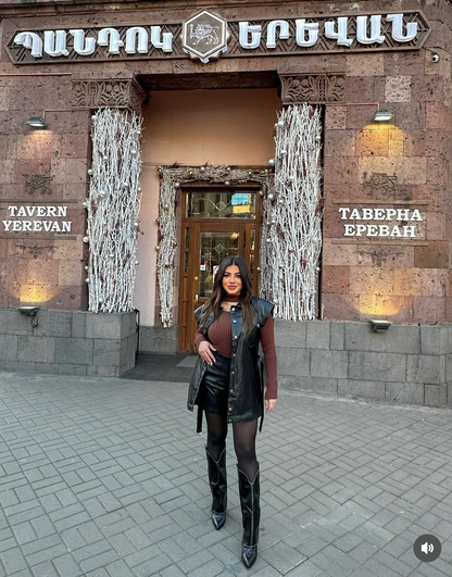 leather belted vest