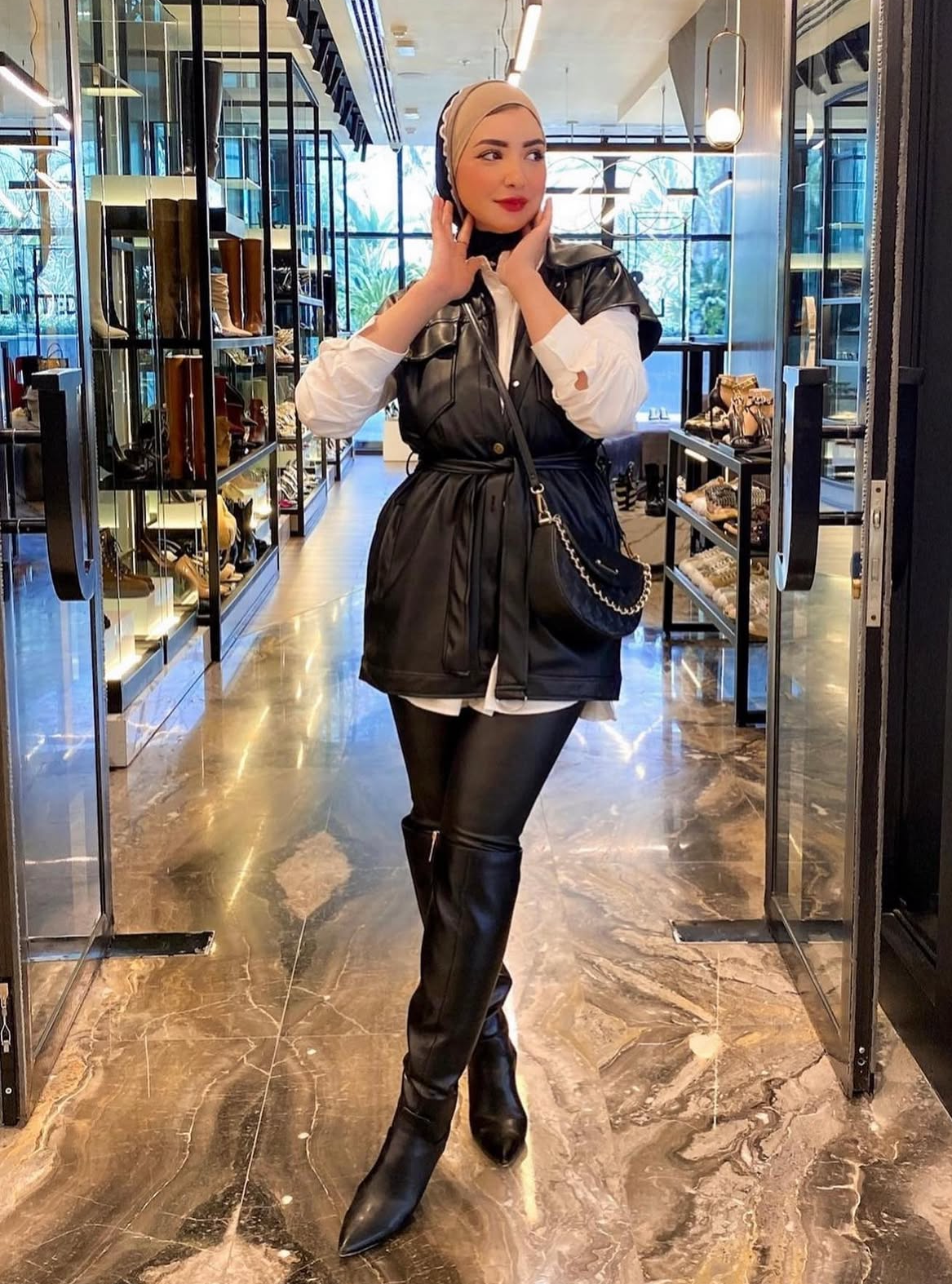 leather belted vest